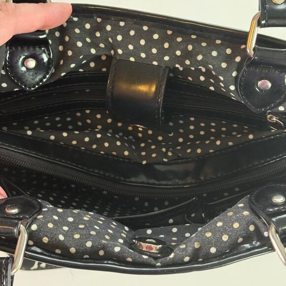 Lulu by Lulu Guiness Black Scottish Terrier Dog Rain Embroidered Handbag Purse - Picture 6 of 9